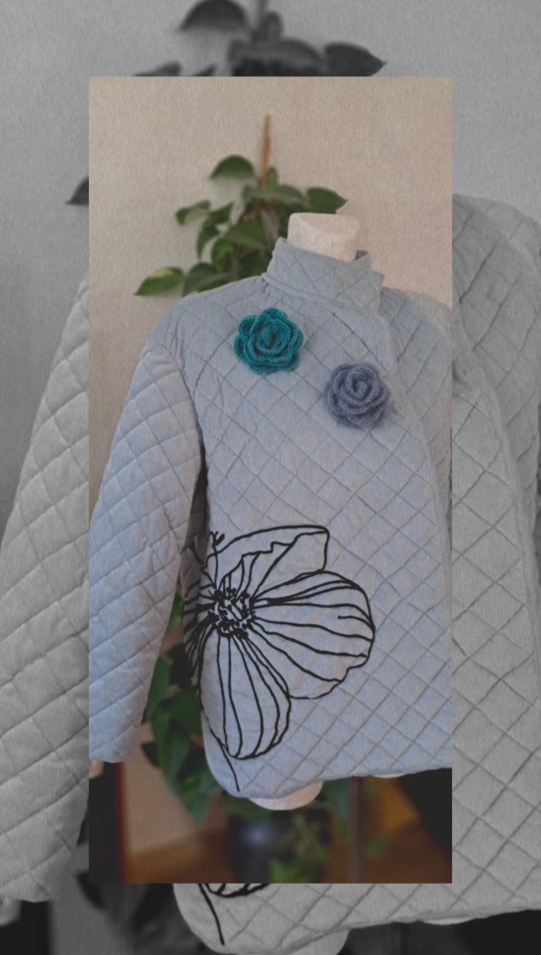 Broszka handmade rękodzieło moher  jedwab wełna szydełkowa