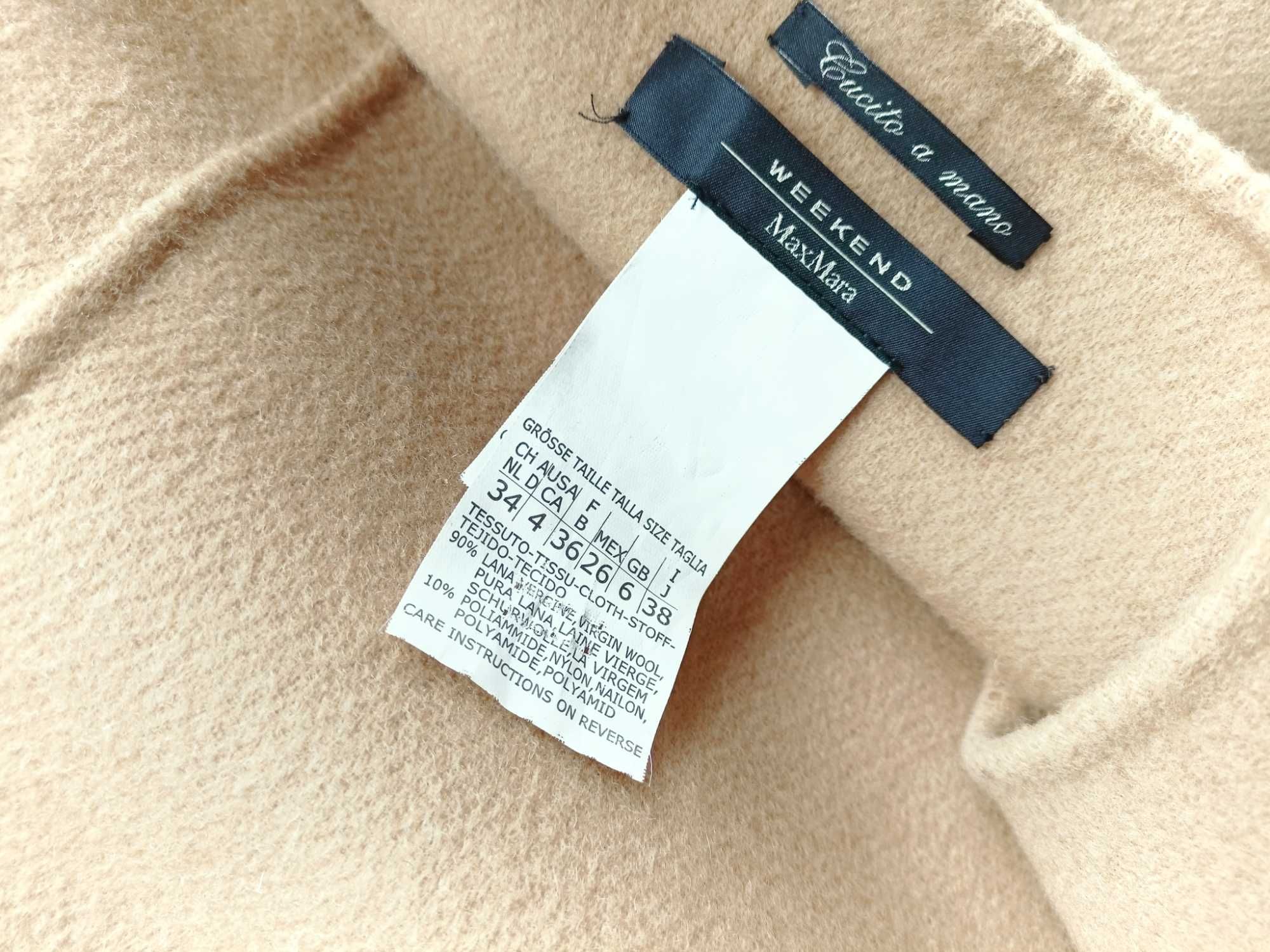 Max Mara kobieca tweedowa sukienka camel 34
