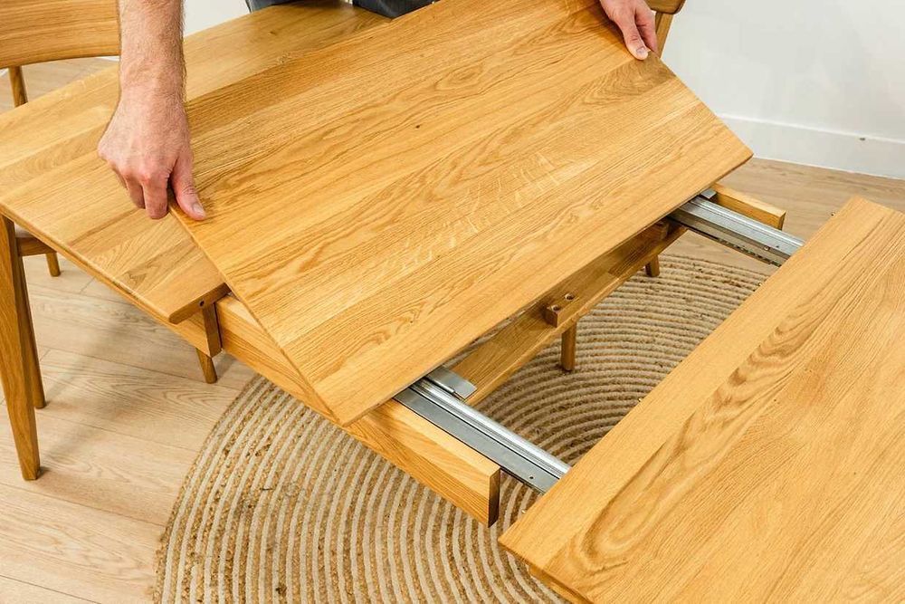 Stół dębowy Astor z rozkładanym blatem, drewniany stół, od ręki, Rabat