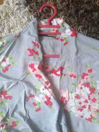 Kolorowa przedłużana bluzka/tunika w kwiaty L/XL
