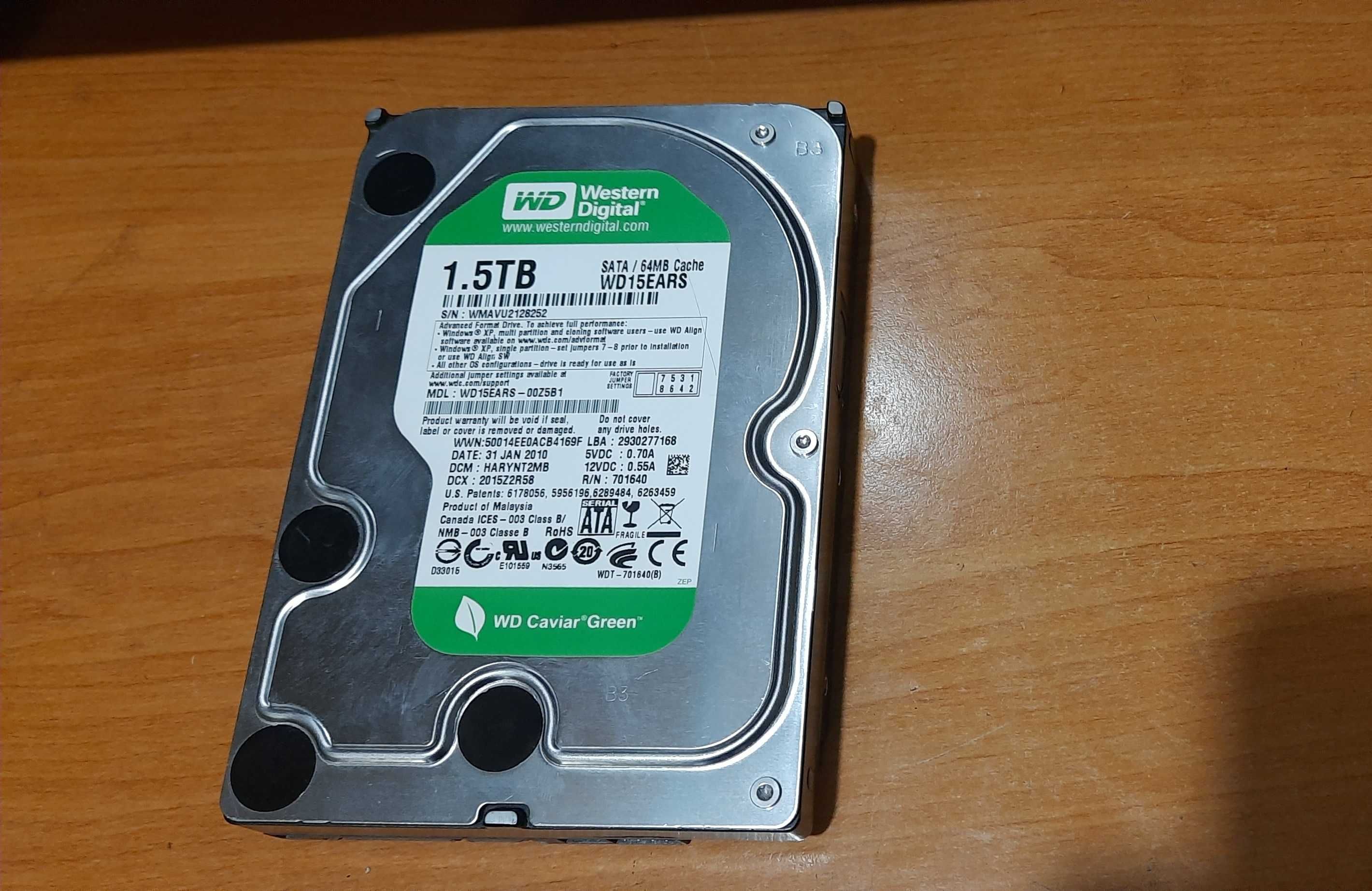 HDD для компьютера, объём 1.5TB., с битыми секторами.