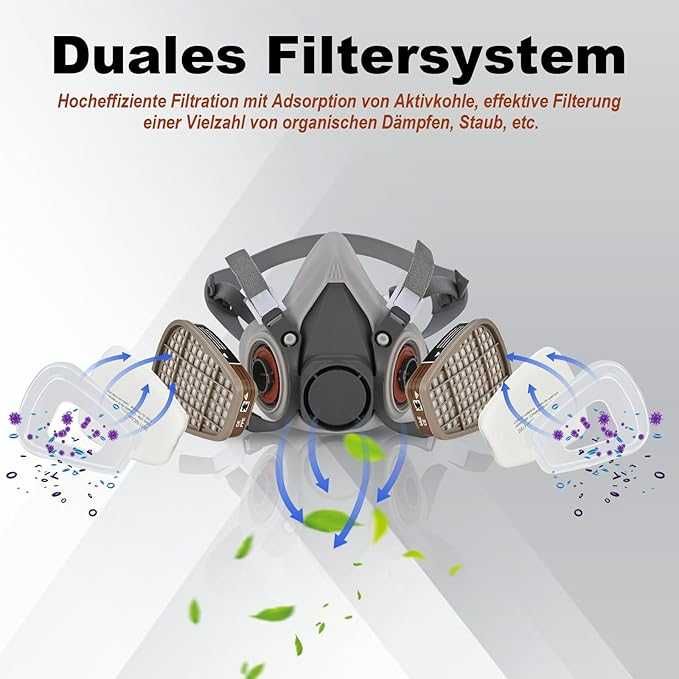 Respirator Faburo wielokrotnego użytku, zestaw masek przeciwpyłowych