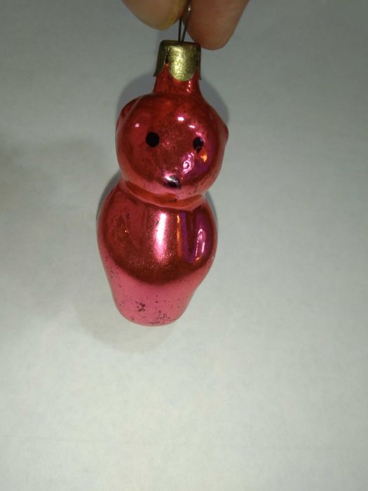 Винтаж 2шт елочная игрушка птичка и медвежонок СССР