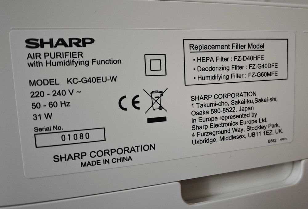 Oczyszczacz powietrza Sharp KC-G40EU-W