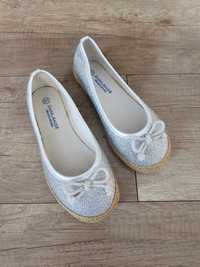 Srebrne baleriny Espadryle 32