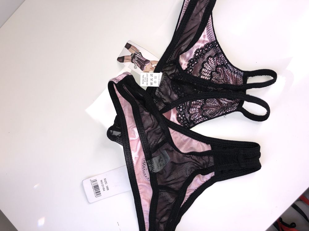 sexy komplet bielizna nocna gorset stringi S/M 36 38 75/80B koronka