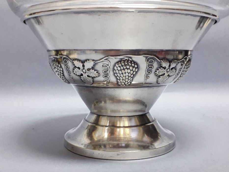 Posrebrzana patera na owoce, plater i szkło, pocz. XX w.