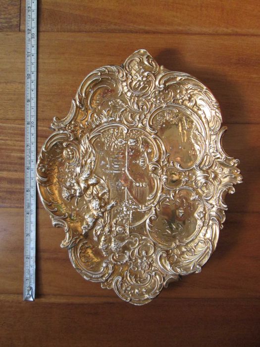 Prato Antigo Faiança Oval Dourado