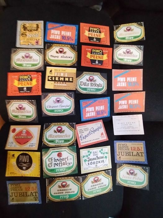 Zestaw 28 szt etykiet na piwo browary Łódzkie