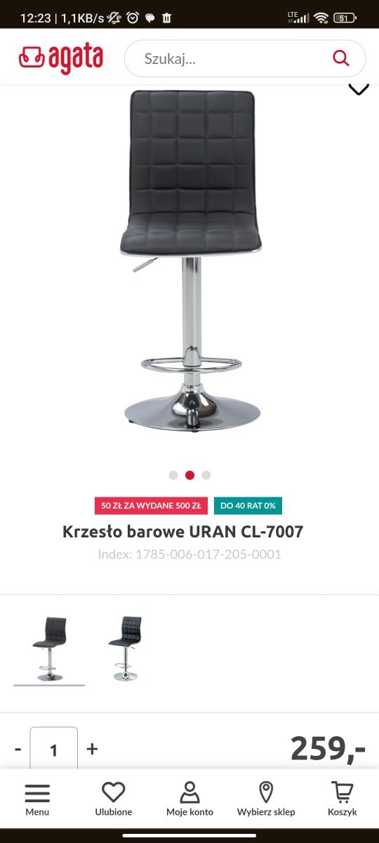 Krzesło barowe/hoker Uran (Agata Meble)