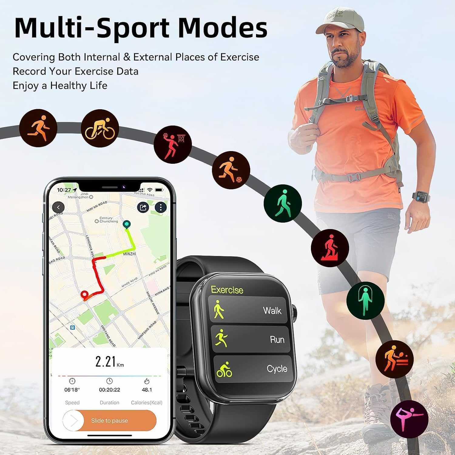 Smartwatch dla mężczyzn i kobiet z Bluetooth i funkcją głośnomówiącą