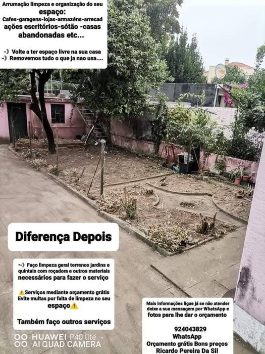 Faço Limpeza geral Podas Terrenos e Quintais Rocadora tb outros serviç