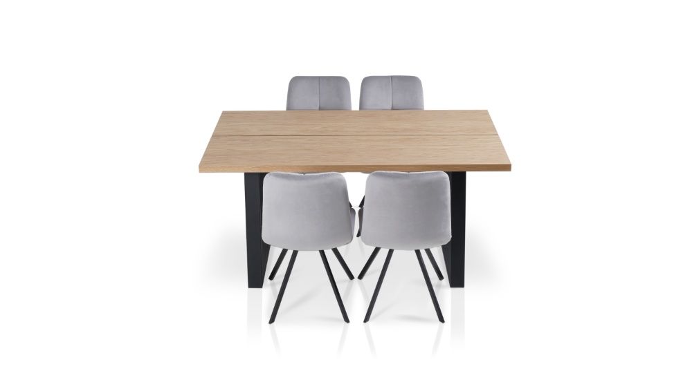 Stół LOFT +4 Krzesła Nogi metalanowe czarne Wanat