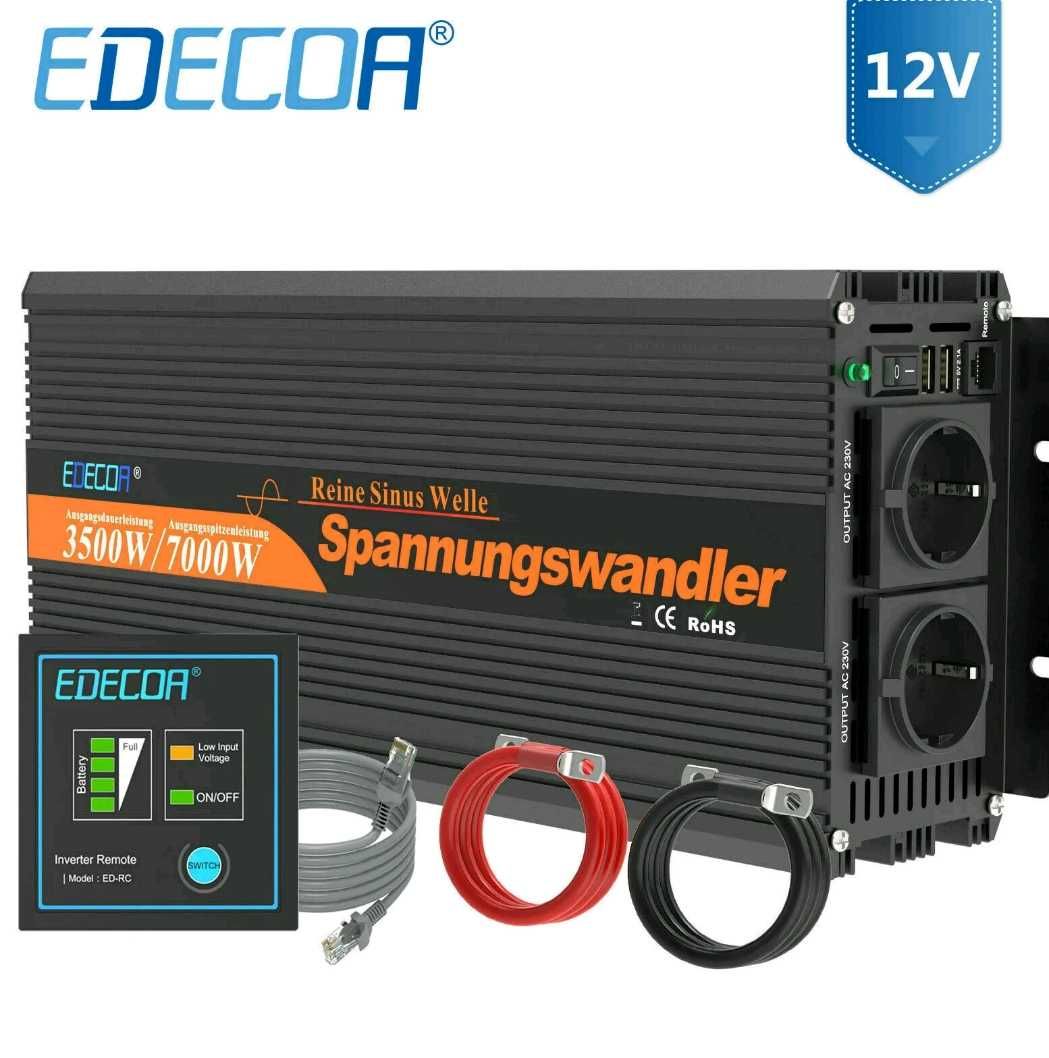 Інвертор  Edecoa 3500W/7000W 12V-220V ЧиСТИЙ СіНУС