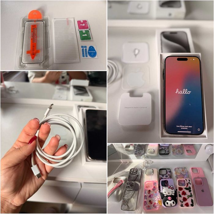 IPhone 15 PRO 128GB / Zadbany / Jak nowy / Tytanowa Biel / 91% baterii