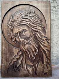 Święty Jan Chrzciciel ikona, deska lipowa, rzeźba l