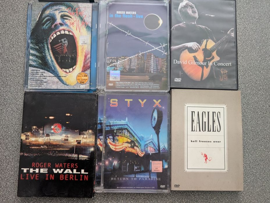 DVD ліцензія David Gilmour, Pink Floyd. Roger Waters. Styx. Eagles