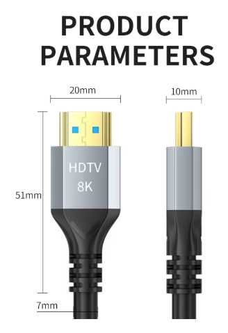 Кабель 8K HDMI 2.1 4K 120Hz 8K 60Hz 48 Гбіт/с EARC ARC HDCP