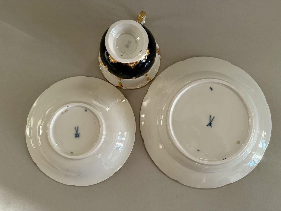 Miśnia cudowne TRIO duża filiżanka kawa/herbata bogato złocona Bform