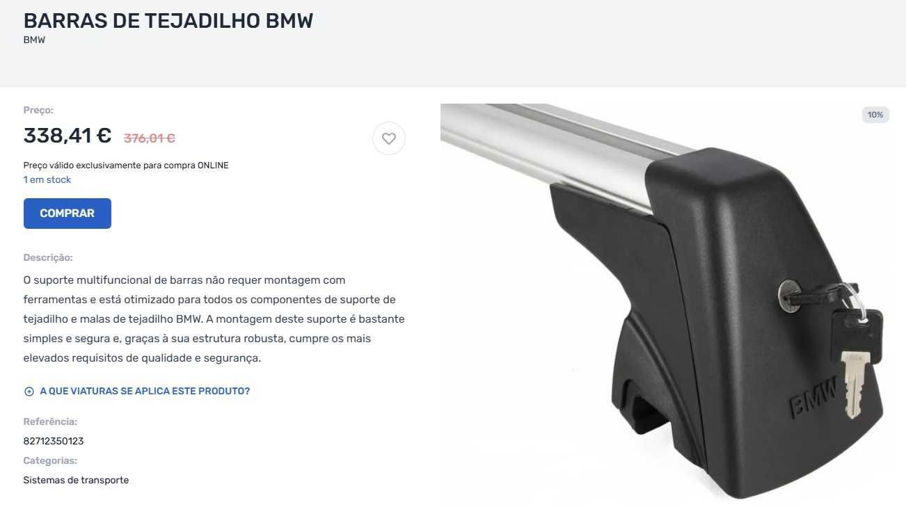 Barras para tejadilho de BMW, original