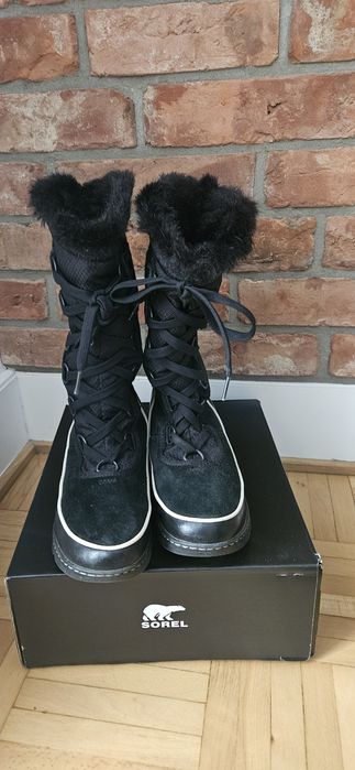 Buty kozaki śniegowce sorel 38 czarne ocieplane damskie dla dziewczynk