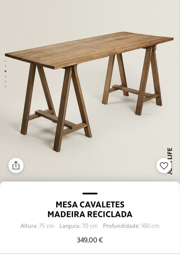 Secretária / Mesa Zara Home madeira com cavaletes