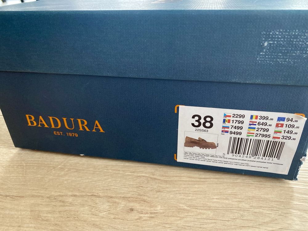 Badura 38 półbuty nowe mokasyny jesienne skóra zamsz