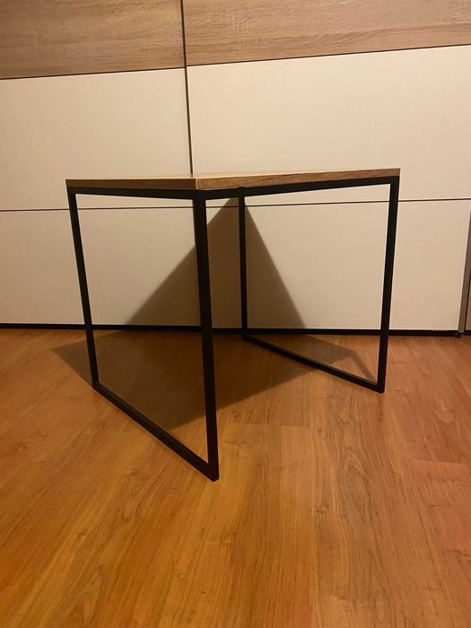 Stolik Loft blat Dąb Craft Złoty