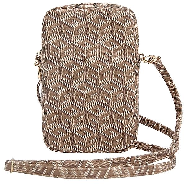 Torebka Guess Zip GCube Bottom Stripe na telefon - brązowa