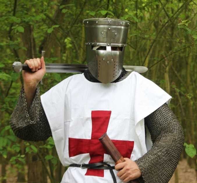 Opończa Szpitalników CZERWONA czarna BIAŁY/CZARNY krzyż LARP
