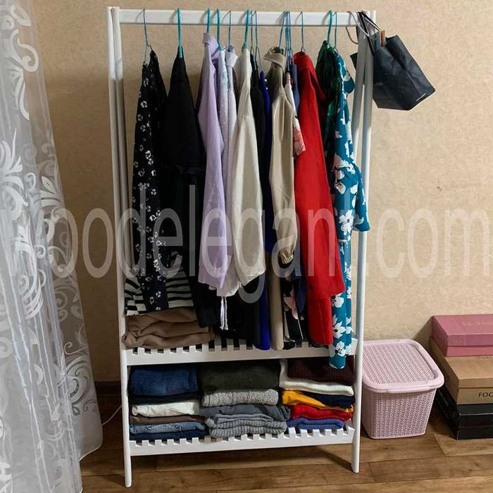 Ручна робота рейл для одягу з твердої породи деревини вішалка стелаж