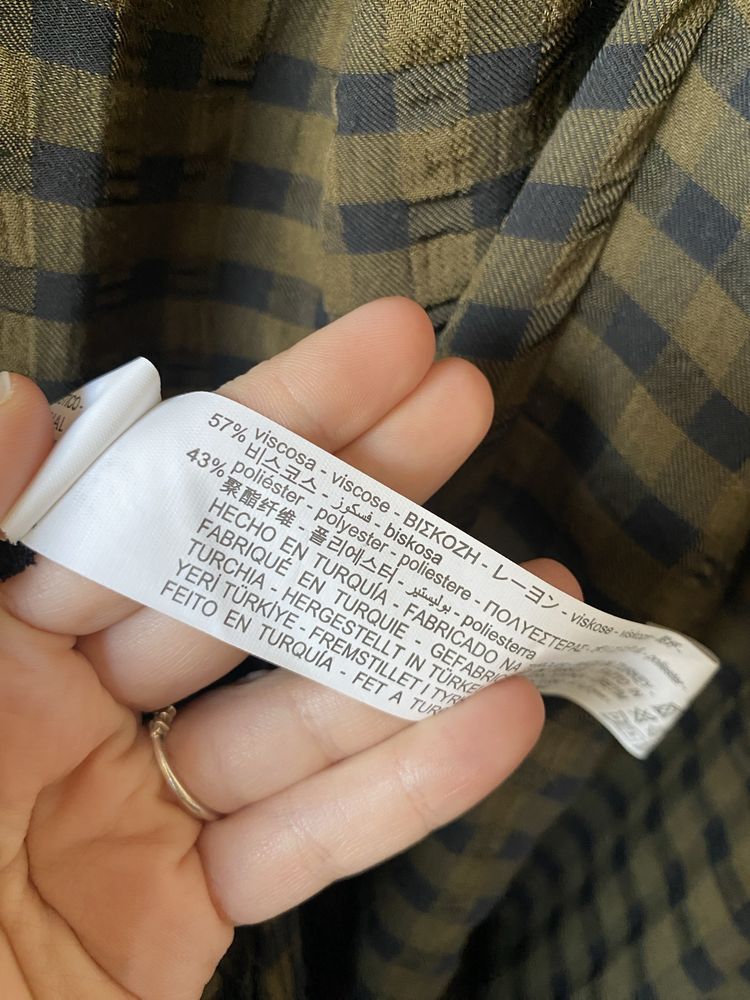 NOWA z metką długa sukienka maxi w kratę ZARA Basic oliwkowa khaki
