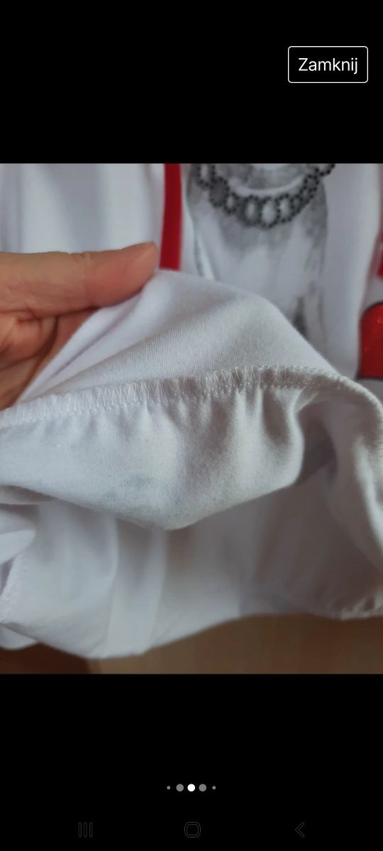 Bluza biała czerwone serduszko-cyrkonie S/M