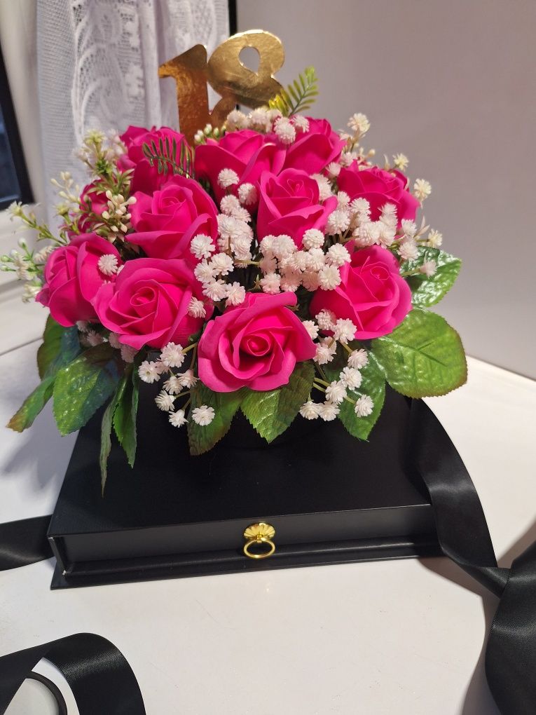 Róże mydlane pachnące flower box z szufladka,  wesele , prezent , 18