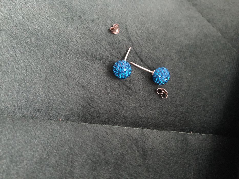 Kolczyki srebrne niebieskie kulki
