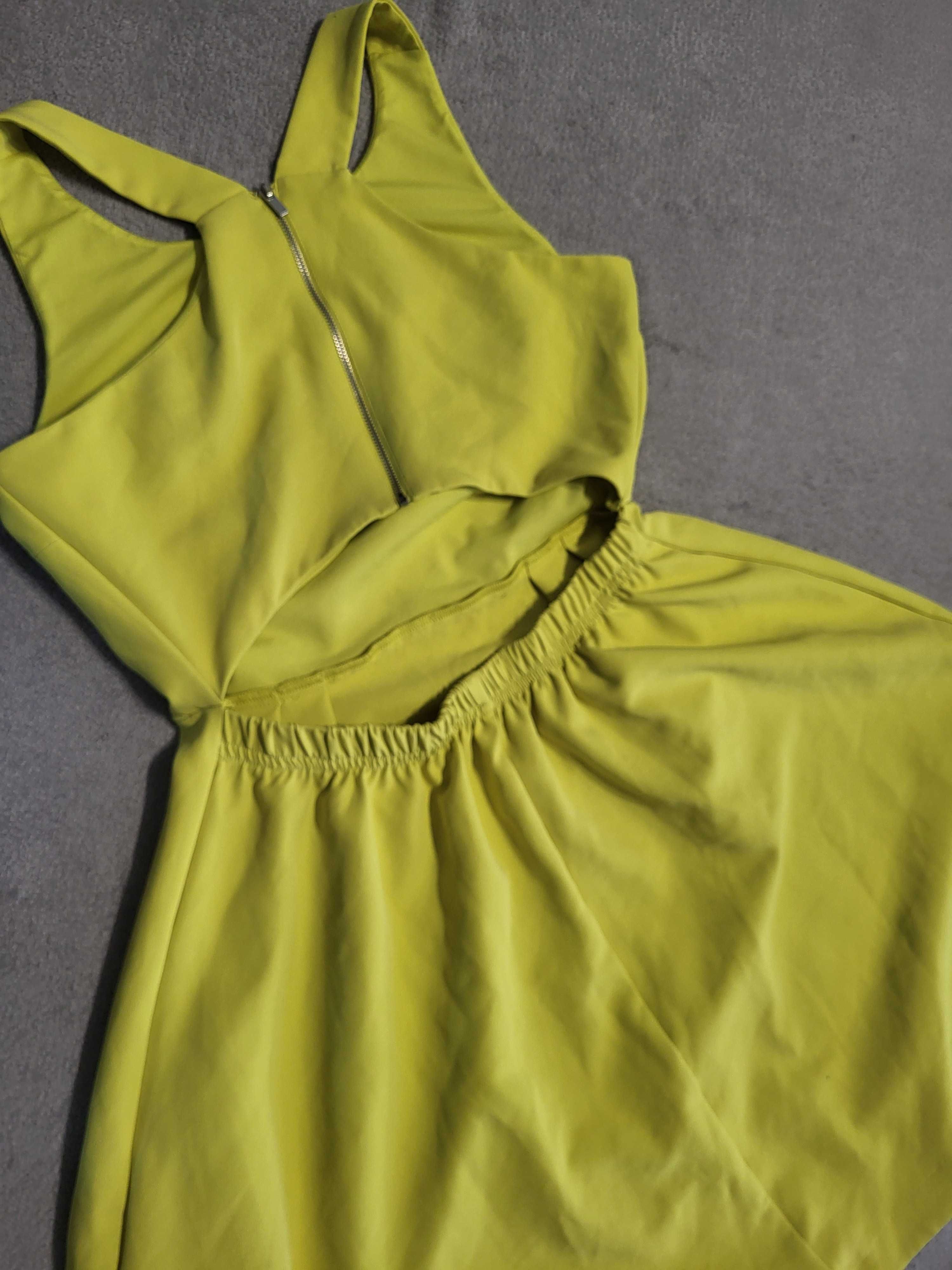 Sukienka Reserved limonkowa sukienka na komunię wesele, rozmiar M 38