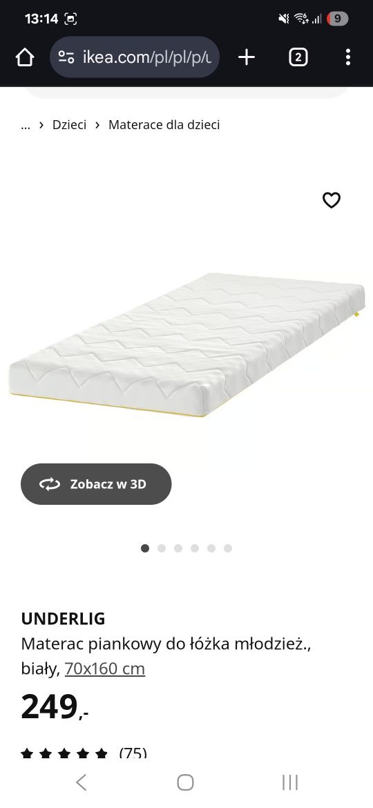Łóżko Kritter+Materac Underlig+Spód Luröy