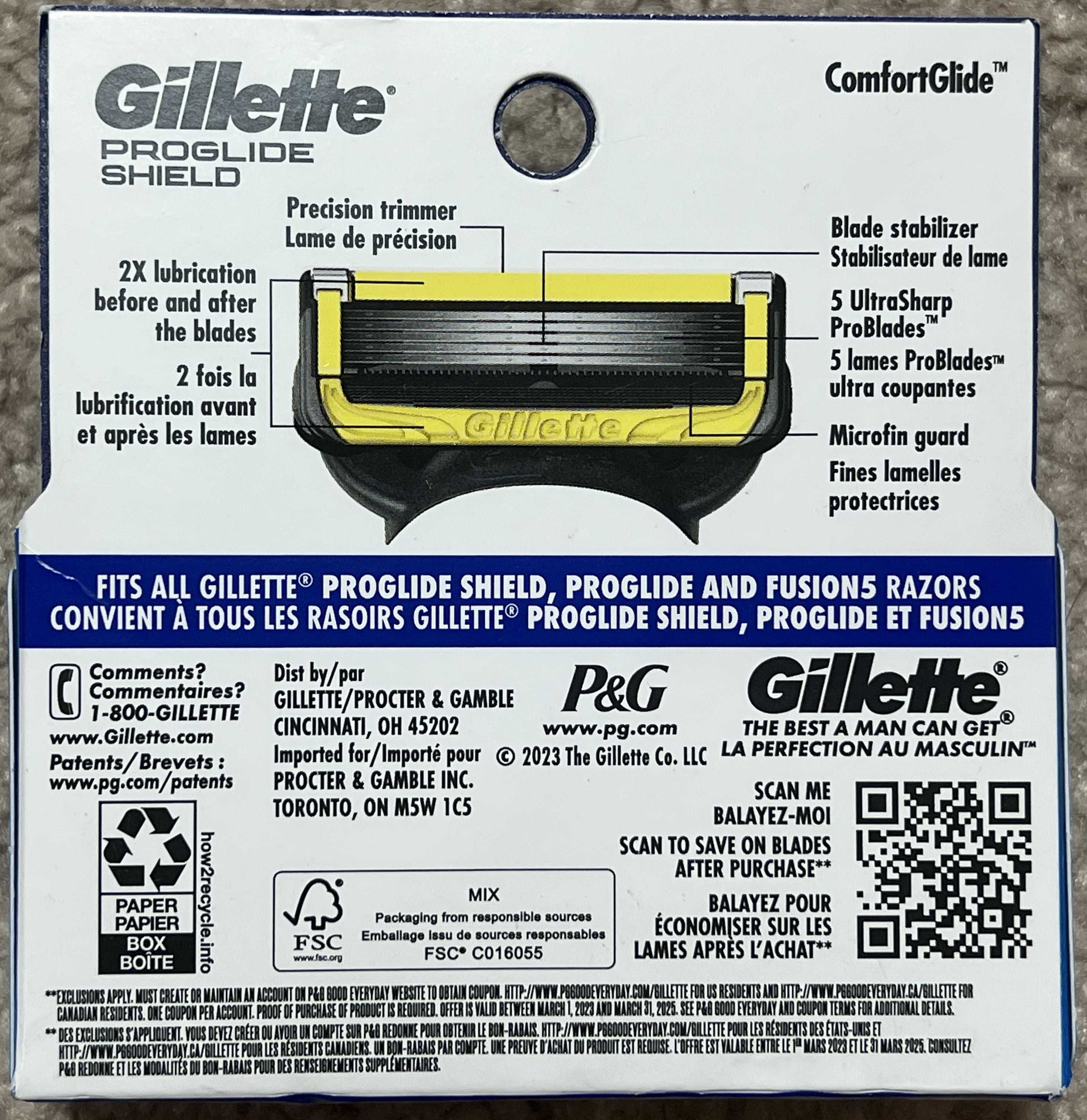 Лезвия оригинал из США Gillette Fusion, Proglide 4шт картриджи
