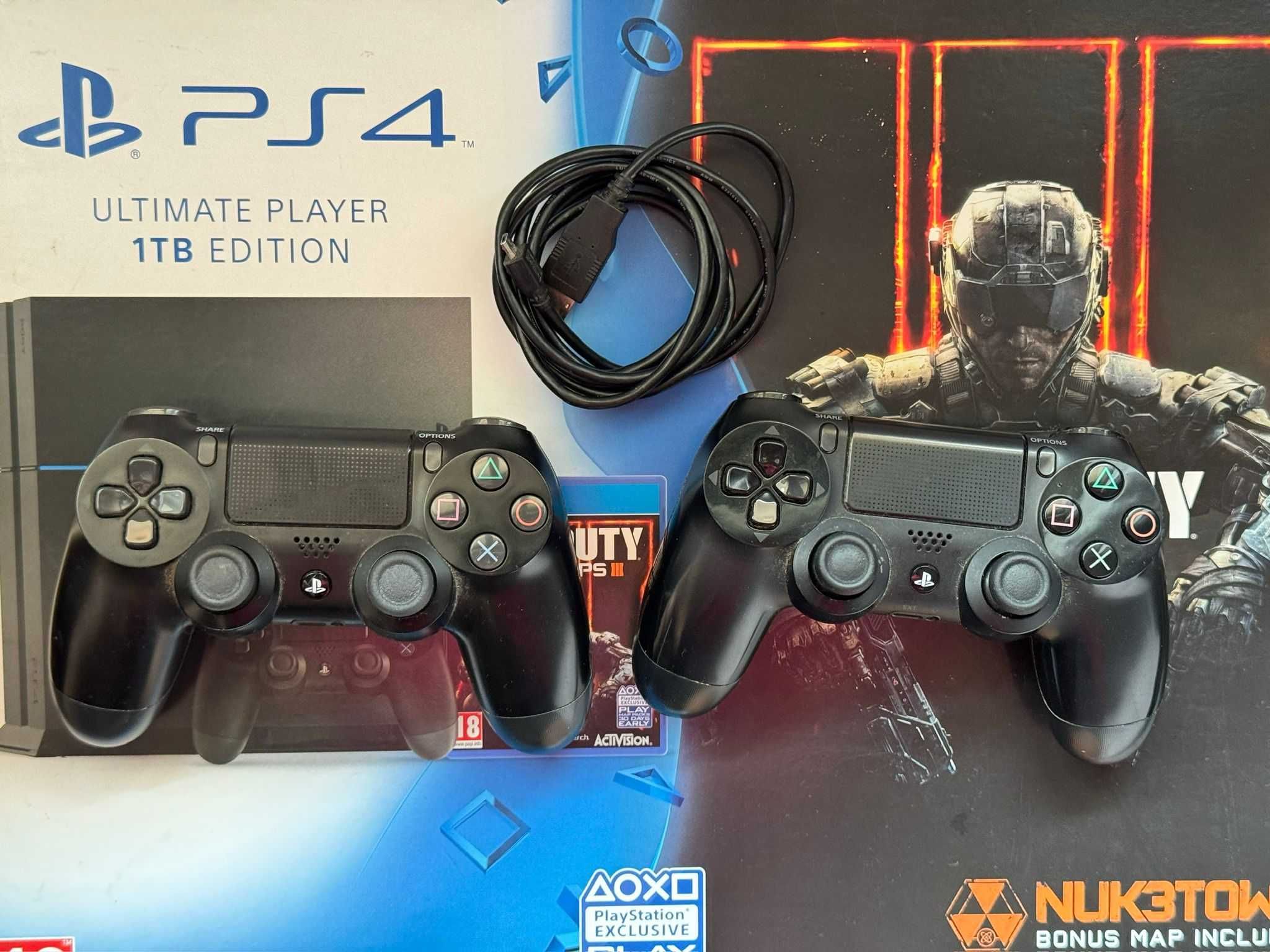 Playstation 4 1TB Preto com Caixa Original + 2 comandos