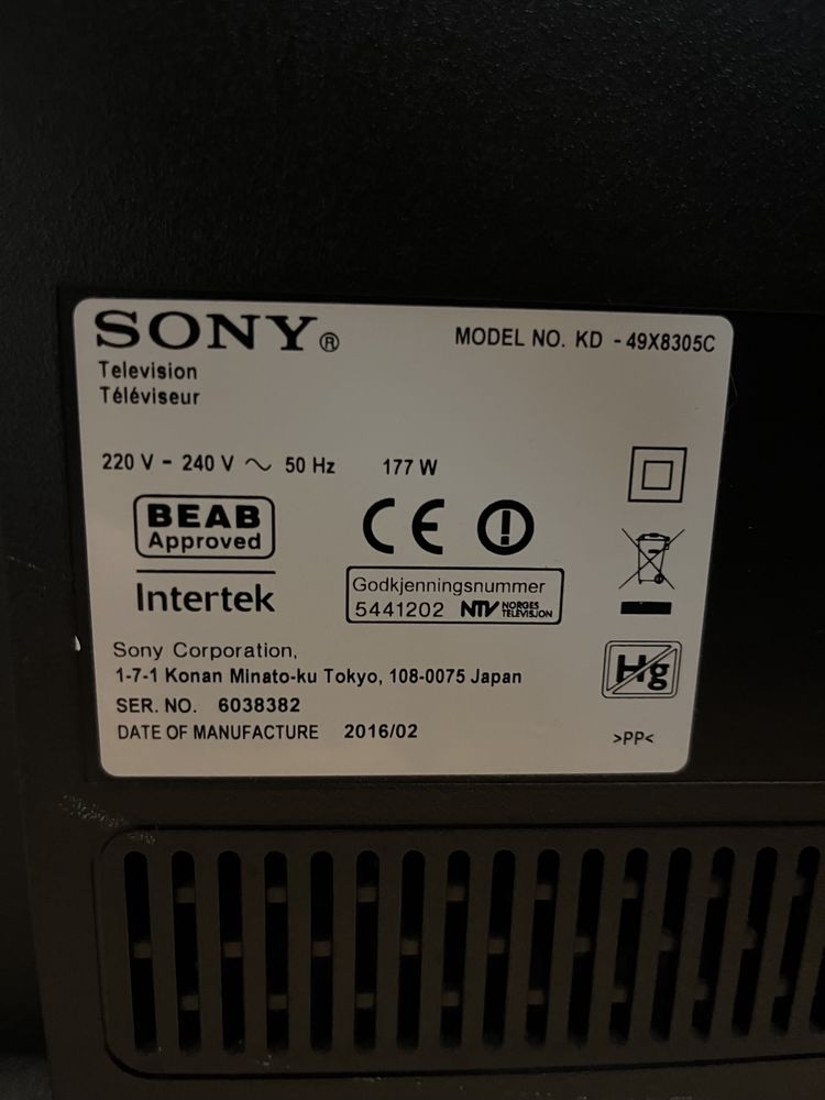 Sony 49 дюймів 4k ,100/120гц