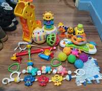 Duży zestaw zabawek dla niemowlaka, grzechotki, gryzaki, fisher price