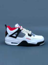 Чоловічі кросівки Nike Air Jordan 4 Retro білий з червоним  7362 ХІТ