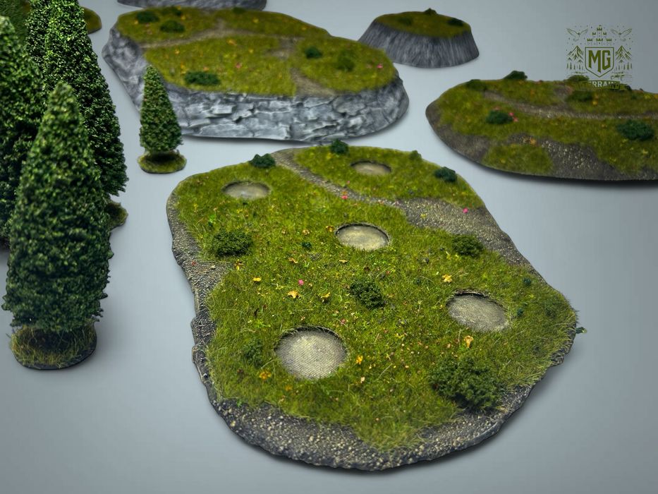 Zestaw Makiet lasy i wzgorza Old world mesbg bolt action saga lotr