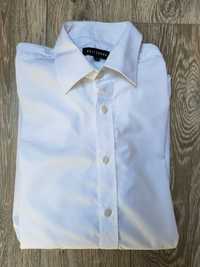 Biała koszula na spinki z długim rękawem Wólczanka 40 slim taliowana