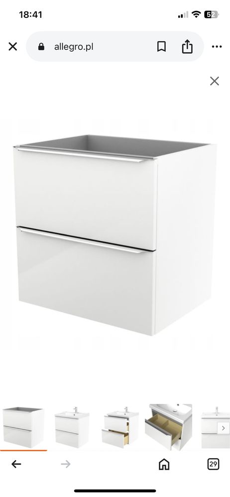 Szafka pod umywalkę. .Biały połysk.GoodHome Imandra. 60 cm.