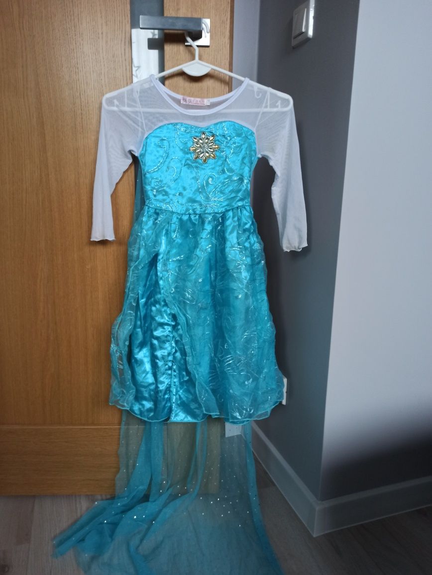 Sukienka strój Elsa r. 110 + warkocz