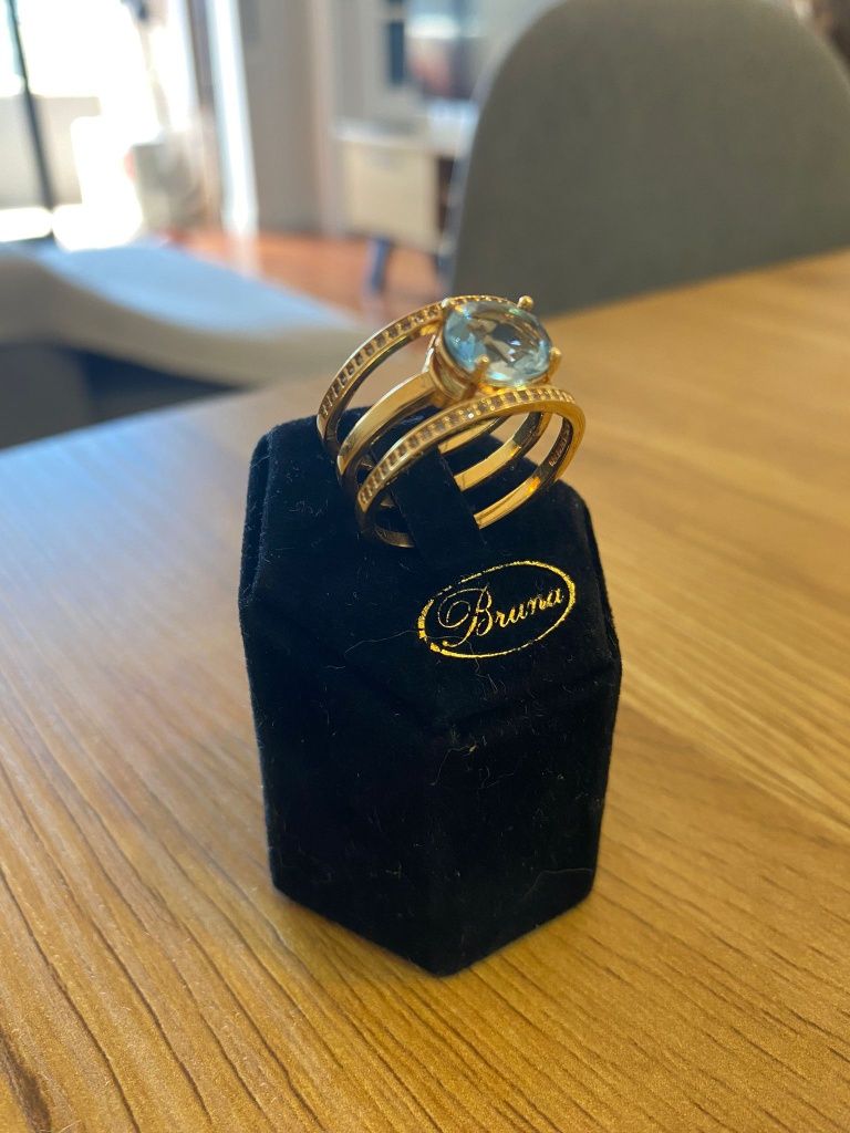 Anel semijoia 3 aros com três banhos de ouro 18k