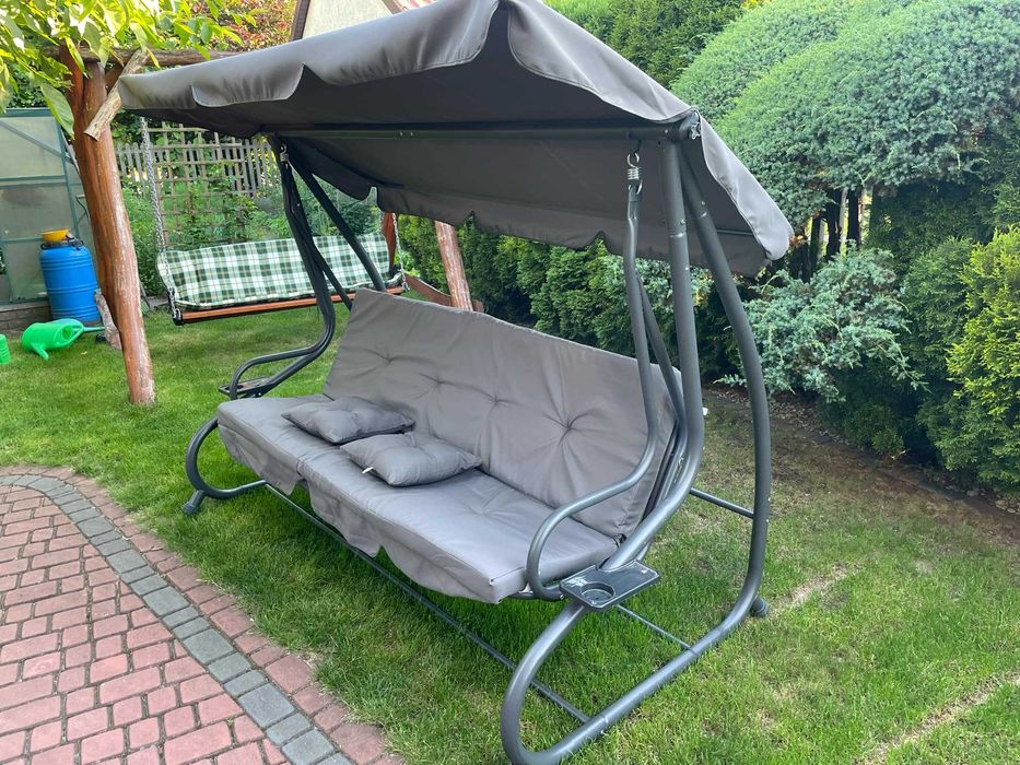 Huśtawka ogrodowa rozkładana leżak 2w1 4 - osobowa NOWA DUŻA Solidna