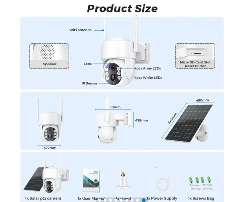 Сонячна охоронна PTZ  WiFi IP-камера  XM-TQ6-4MP 3.6 MM i3 динаміком