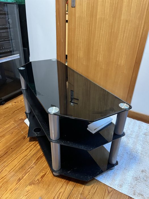 Mesa centro sala preta de vidro